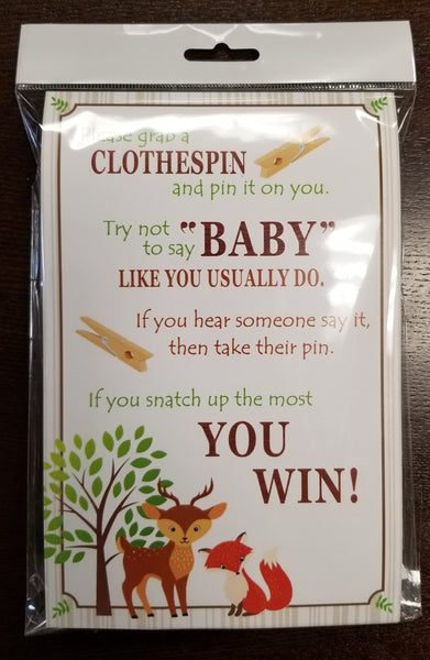 Woodland Baby Shower Clothespin Game