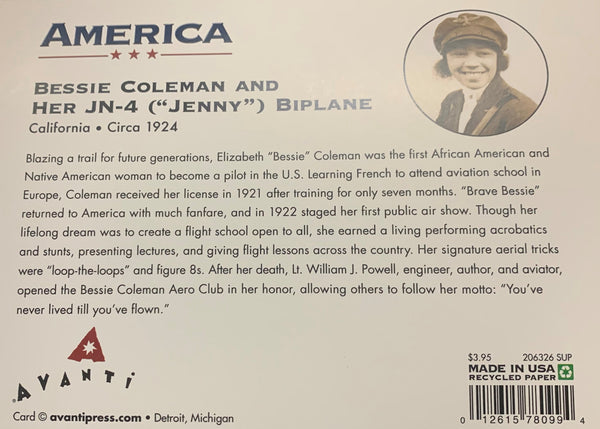Encouragement/Support Greeting Card - Bessie Coleman - American History