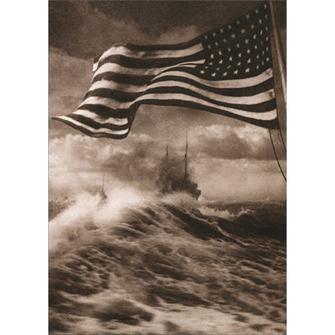 Blank Note (with quote) Greeting Card - The American Flag on Water