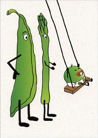 New Baby Greeting Card - Asparagus and Pea Family