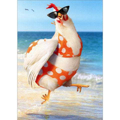 Just Funny Greeting Card - Bikini Chicken