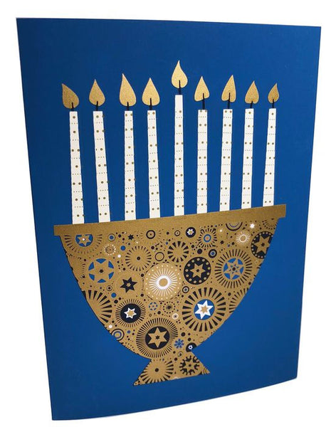 Hanukkah Greeting Card - Gold Menorah
