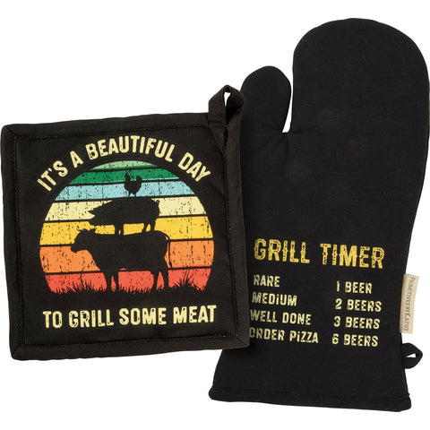 Grill Mitt and Pot Holder Set