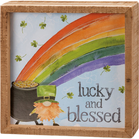 St. Patrick's Day Inset Box Sign - Lucky And Blessed