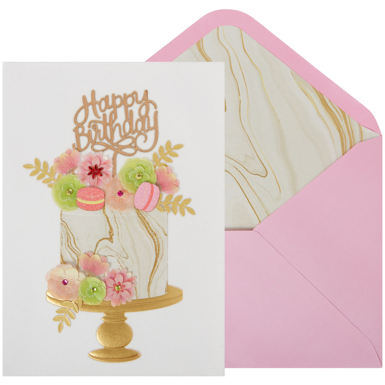 Luxury Birthday Greeting Card - Marble Birthday Cake