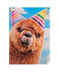 Birthday Greeting Card - Alpaca Party Hats