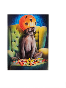 Halloween Greeting Card - Pumpkin Bucket Head