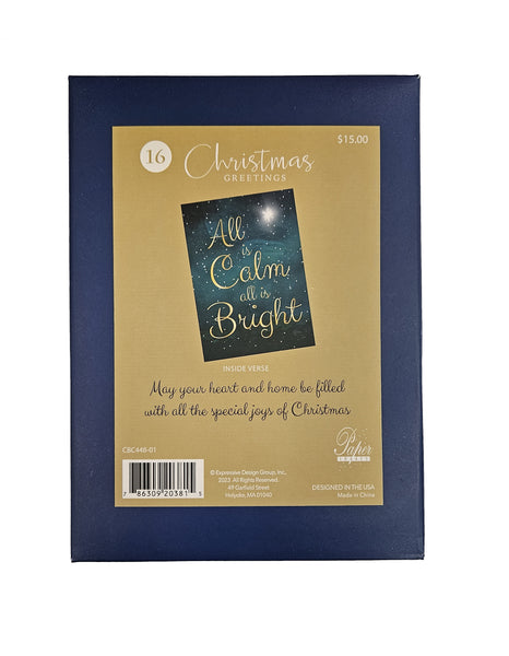 All Is Calm All Is Bright - Religious Premium Boxed Holiday Cards - 16ct.