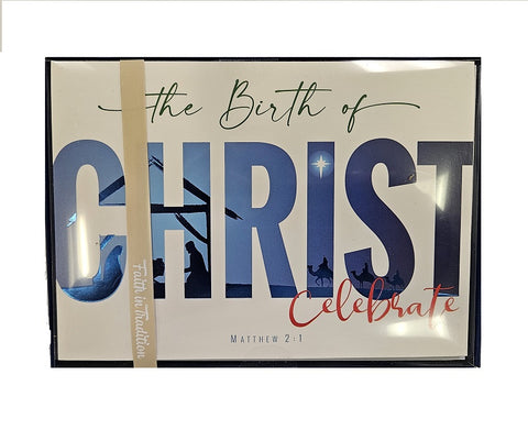 The Birth Of Christ Celebrate - Religious Premium Boxed Holiday Cards - 16ct.