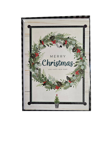 Rustic Christmas Wreath - Premium Boxed Farmhouse Holiday Cards - 18ct.
