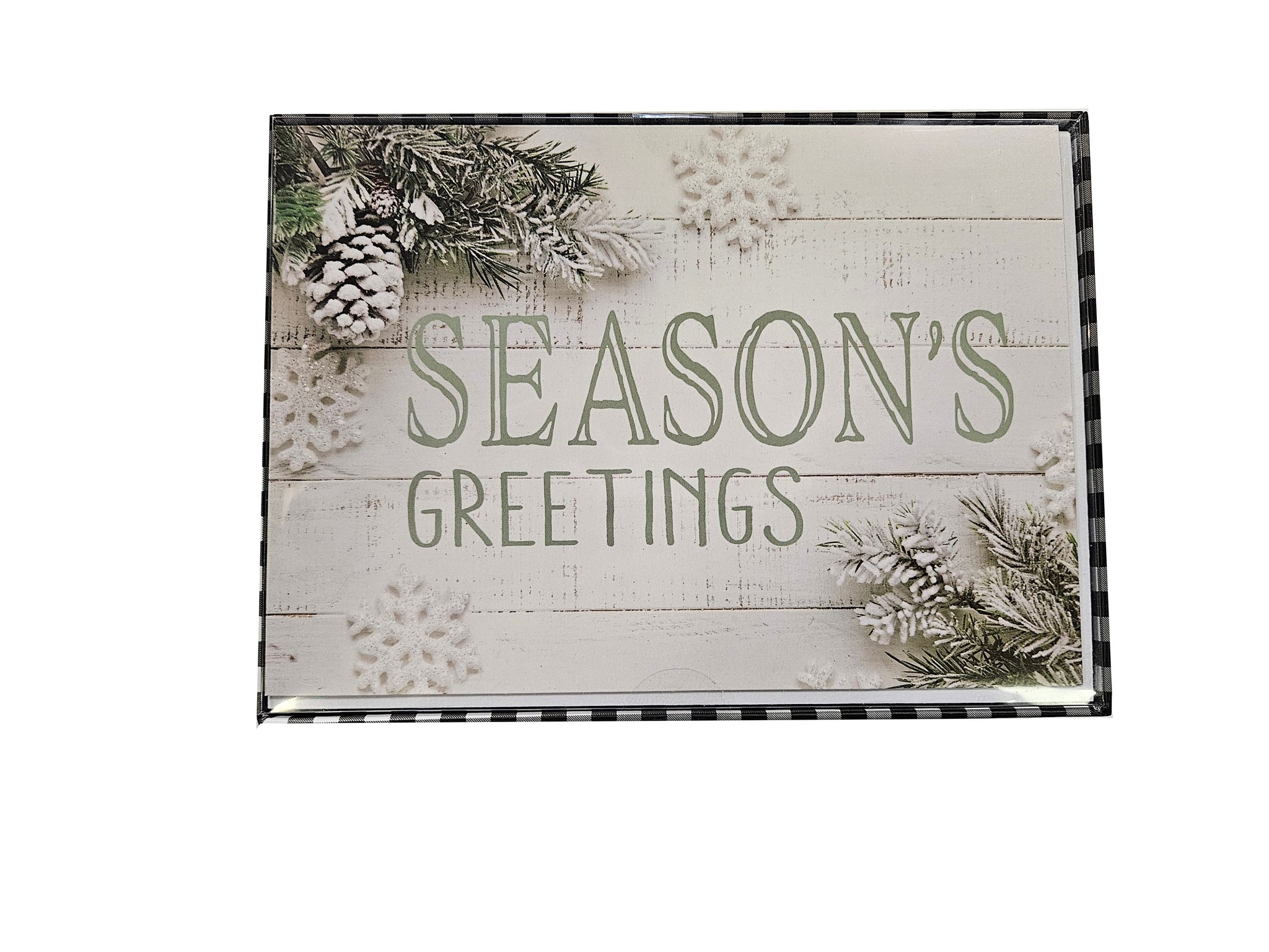 Pinecone Seasons Greetings  - Premium Boxed Farmhouse Holiday Cards - 18ct.