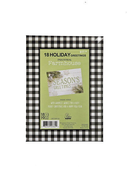 Pinecone Seasons Greetings  - Premium Boxed Farmhouse Holiday Cards - 18ct.