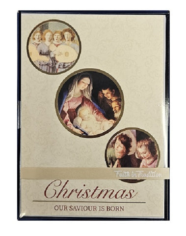 Christmas Our Saviour Is Born - Religious Premium Boxed Holiday Cards - 16ct.