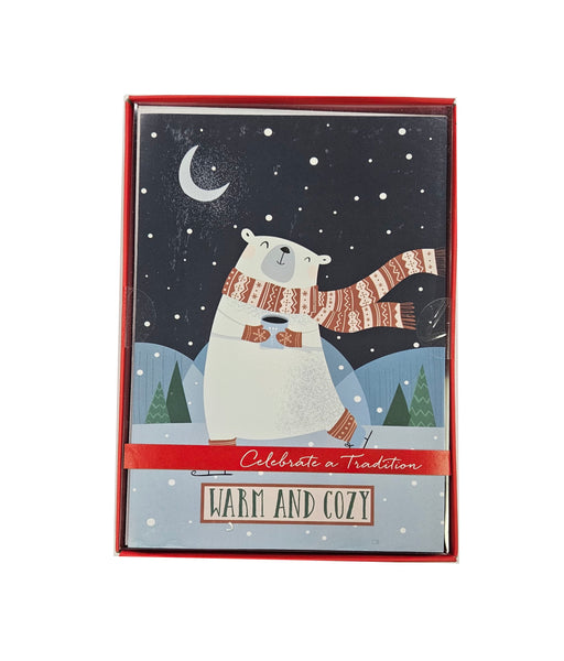 Warm & Cozy Skating Polar Bear -  Premium Boxed Holiday Cards - 18ct.