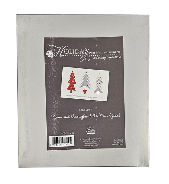 36ct - Value Pack Foil Christmas Trees Holiday Cards