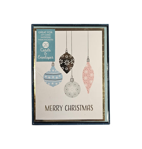Merry Christmas Ornaments - Petite Boxed Christmas Cards - Blank Inside - 20ct