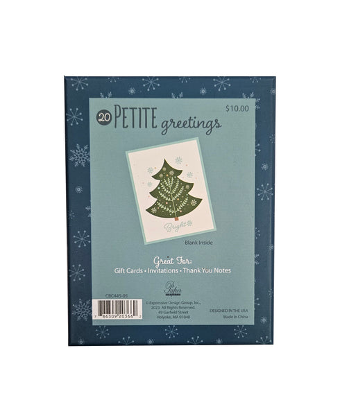 Bright Evergreen - Petite Boxed Christmas Cards - Blank Inside - 20ct