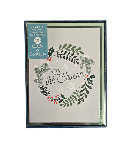 'Tis The Season - Petite Boxed Christmas Cards - Blank Inside - 20ct