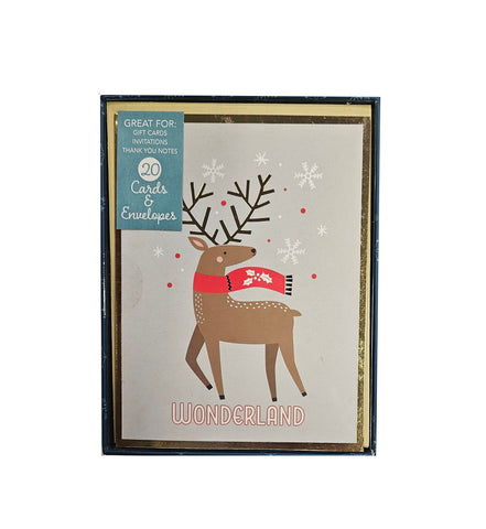 Reindeer Wonderland - Petite Boxed Christmas Cards - Blank Inside - 20ct