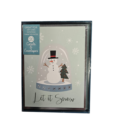 Let It Snow Globe - Petite Boxed Christmas Cards - Blank Inside - 20ct