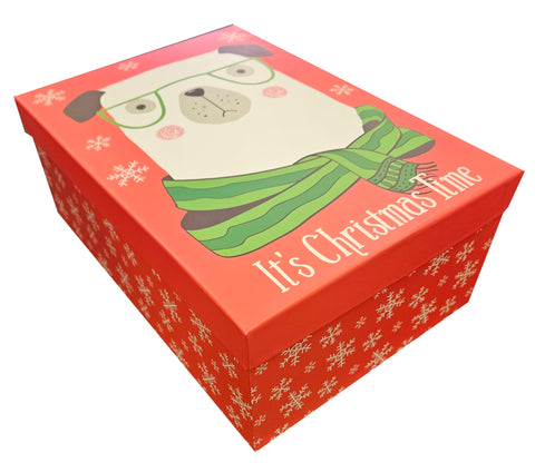 Large Decorative Deep Gift Box - Christmas Dog