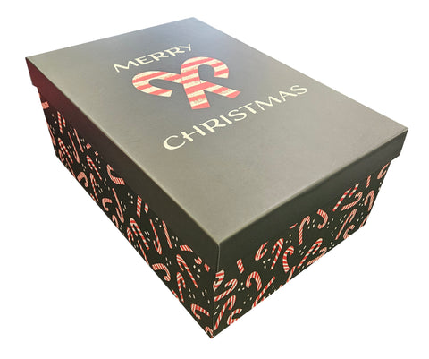 Large Decorative Deep Gift Box - Christmas Candy Canes