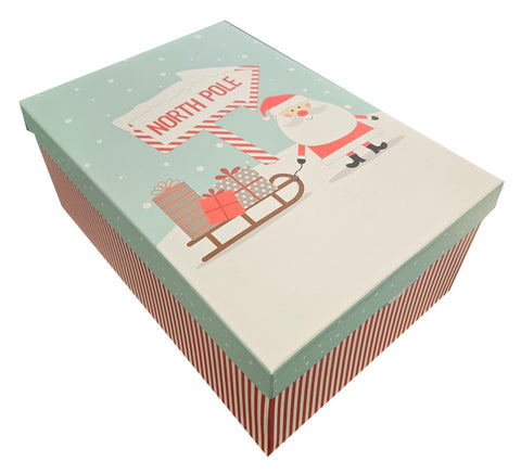 Medium Decorative Deep Gift Box - North Pole Santa