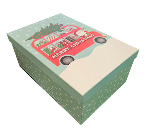 Medium Decorative Deep Gift Box - Christmas Bus