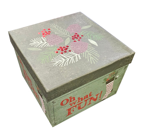 Large Decorative Square Gift Box - Oh what Fun!