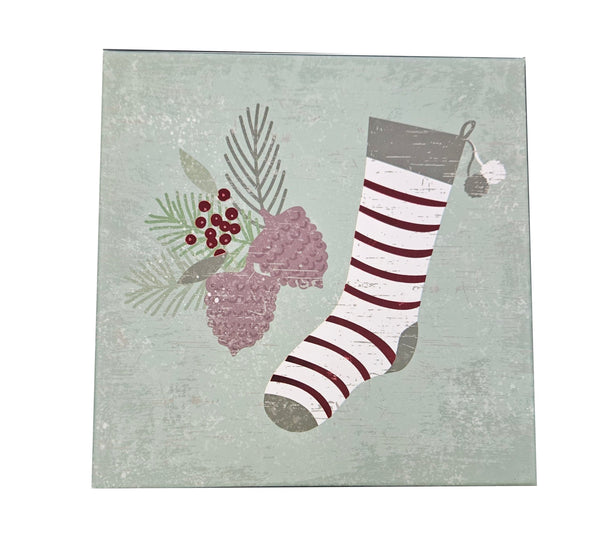 Med/Large Decorative Square Gift Box - Christmas Stocking