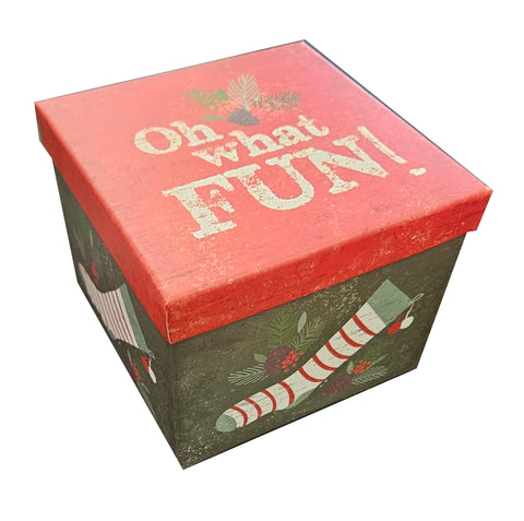 Medium Decorative Square Gift Box - Oh What Fun!