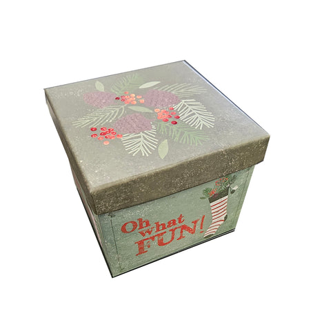Small Decorative Square Gift Box - Oh What Fun!
