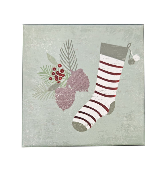 Small Decorative Square Gift Box - Christmas Stocking