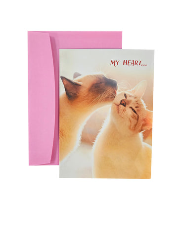 Valentine's Day Greeting Card  - Kissing Kittens