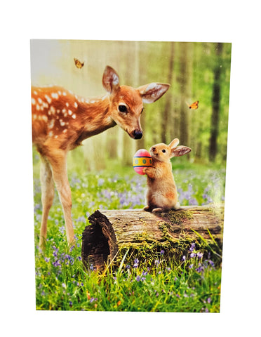 Easter Greeting Card - Fawn and Bunny