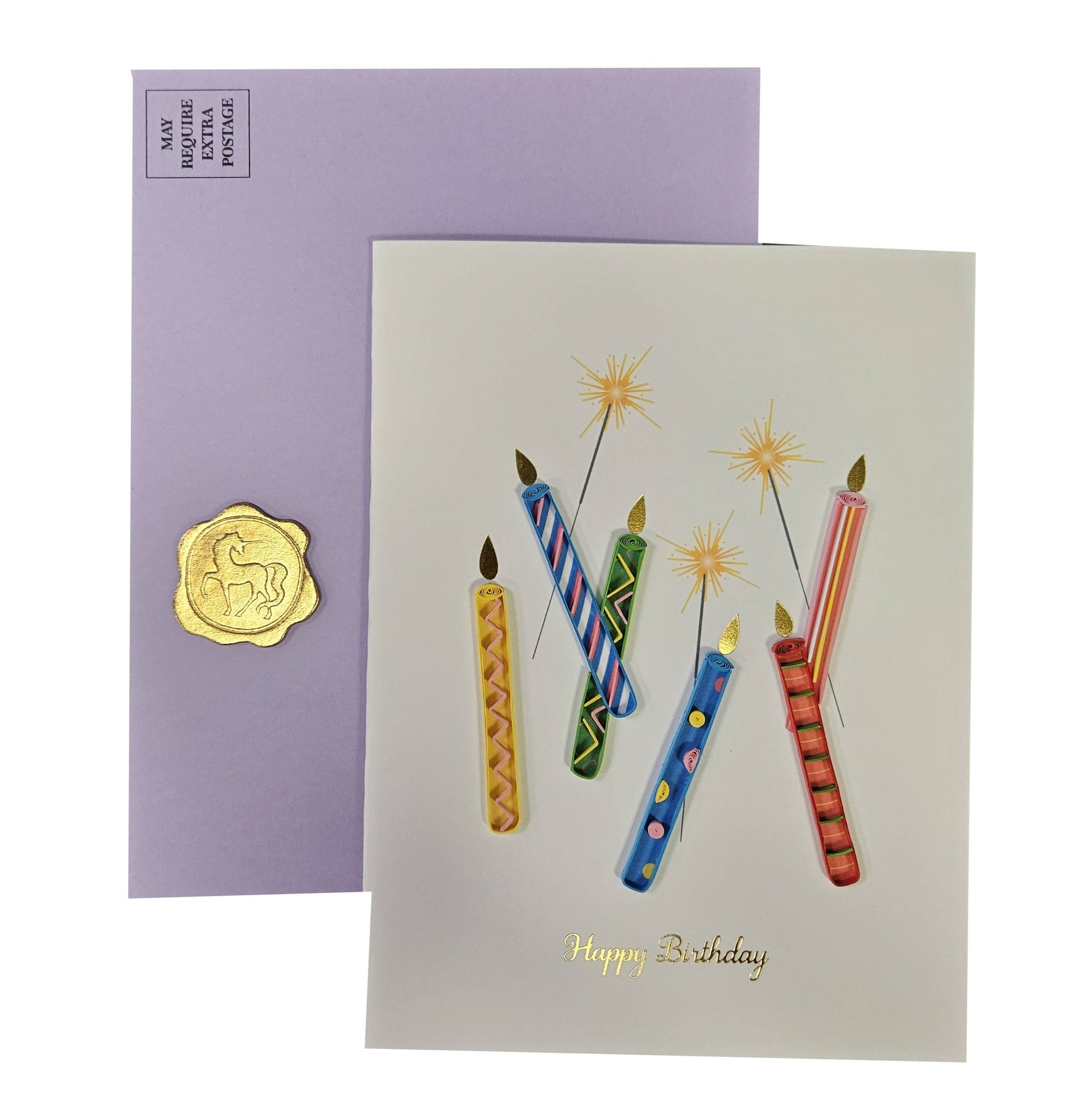 Quilled Paper Birthday Greeting Card - Sparkling Candles