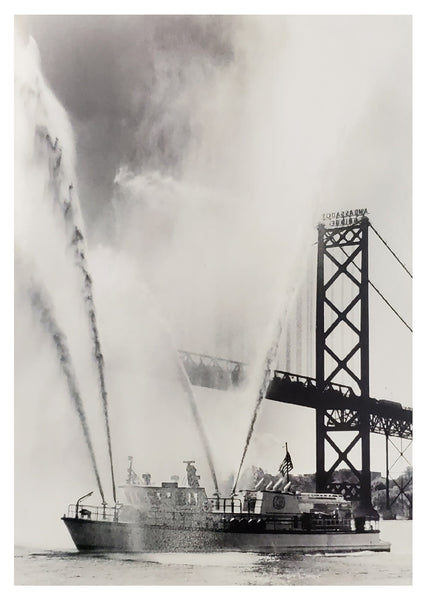 Birthday Greeting Card - Fire Boat / Ambassador Bridge - America Collection