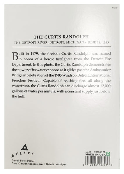 Birthday Greeting Card - Fire Boat / Ambassador Bridge - America Collection