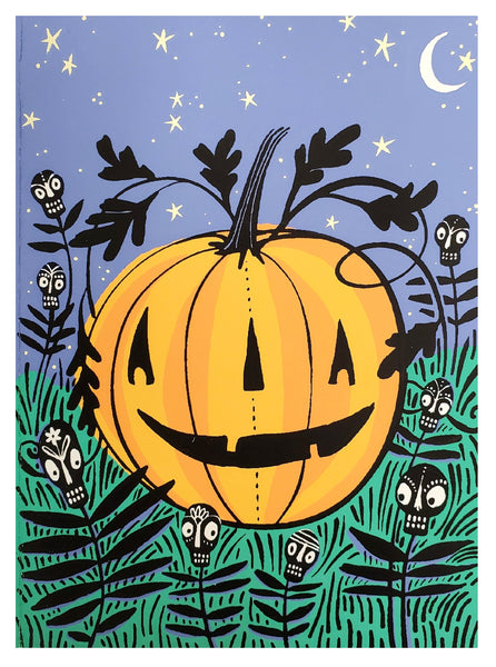 Halloween Greeting Card - Skeletal Pumpkin Patch