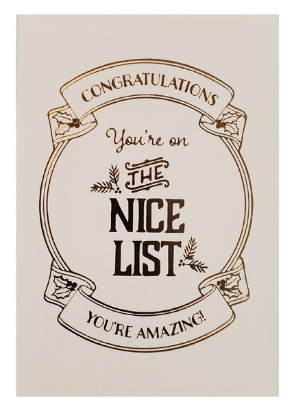 Christmas Greeting Card - You're on the Nice List with Temporary Tattoo