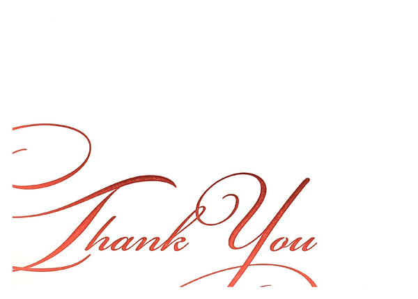 6 ct. Thank You Cards - Red Script on White
