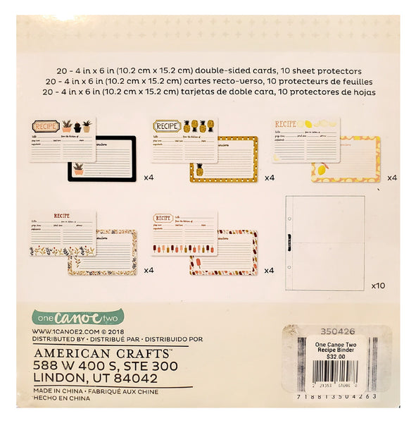 Recipe Binder - Navy with White Flowers
