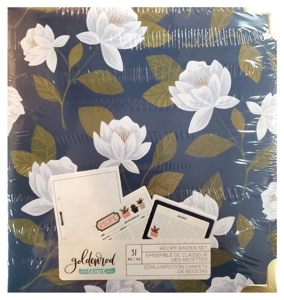 Recipe Binder - Navy with White Flowers