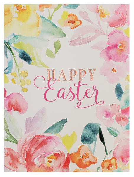 Easter Greeting Card - Watercolor Flowers