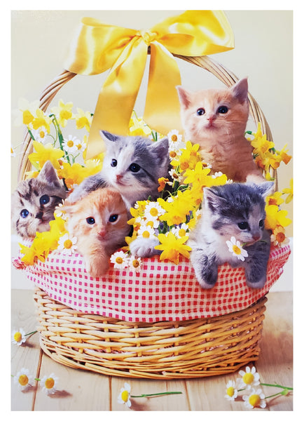Easter Greeting Card - Easter Basket of Kittens