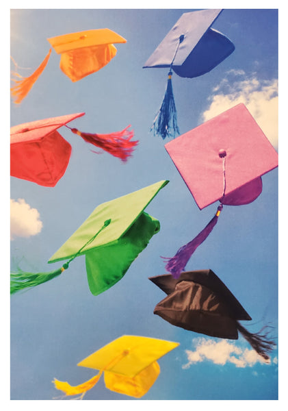 Graduation Greeting Card - Grad Caps in Air