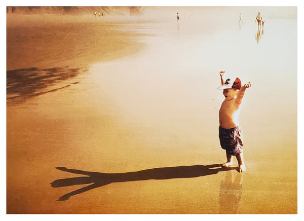 Birthday Greeting Card - Toddler on Beach with Arms Up
