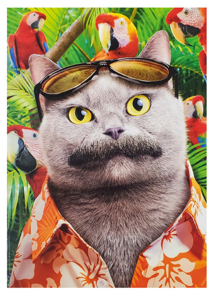 Birthday Greeting Card - Cat in Hawaiian Shirt