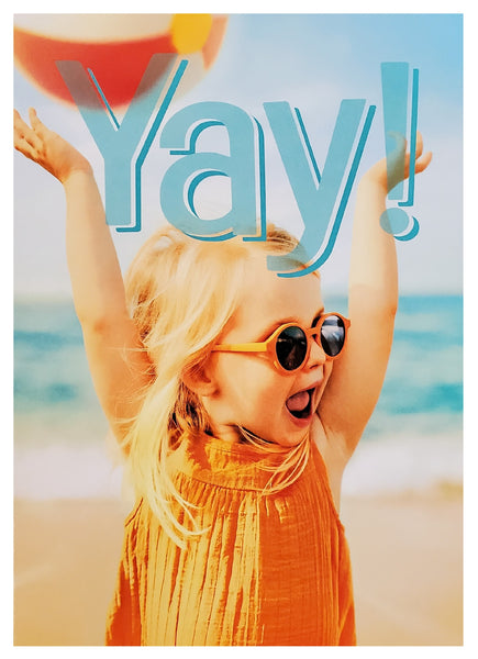 Birthday Greeting Card - Girl With Hands Up
