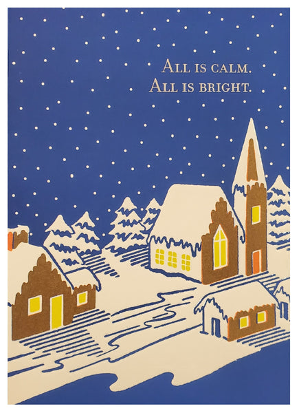 Christmas Greeting Card - Snowy Village Scene